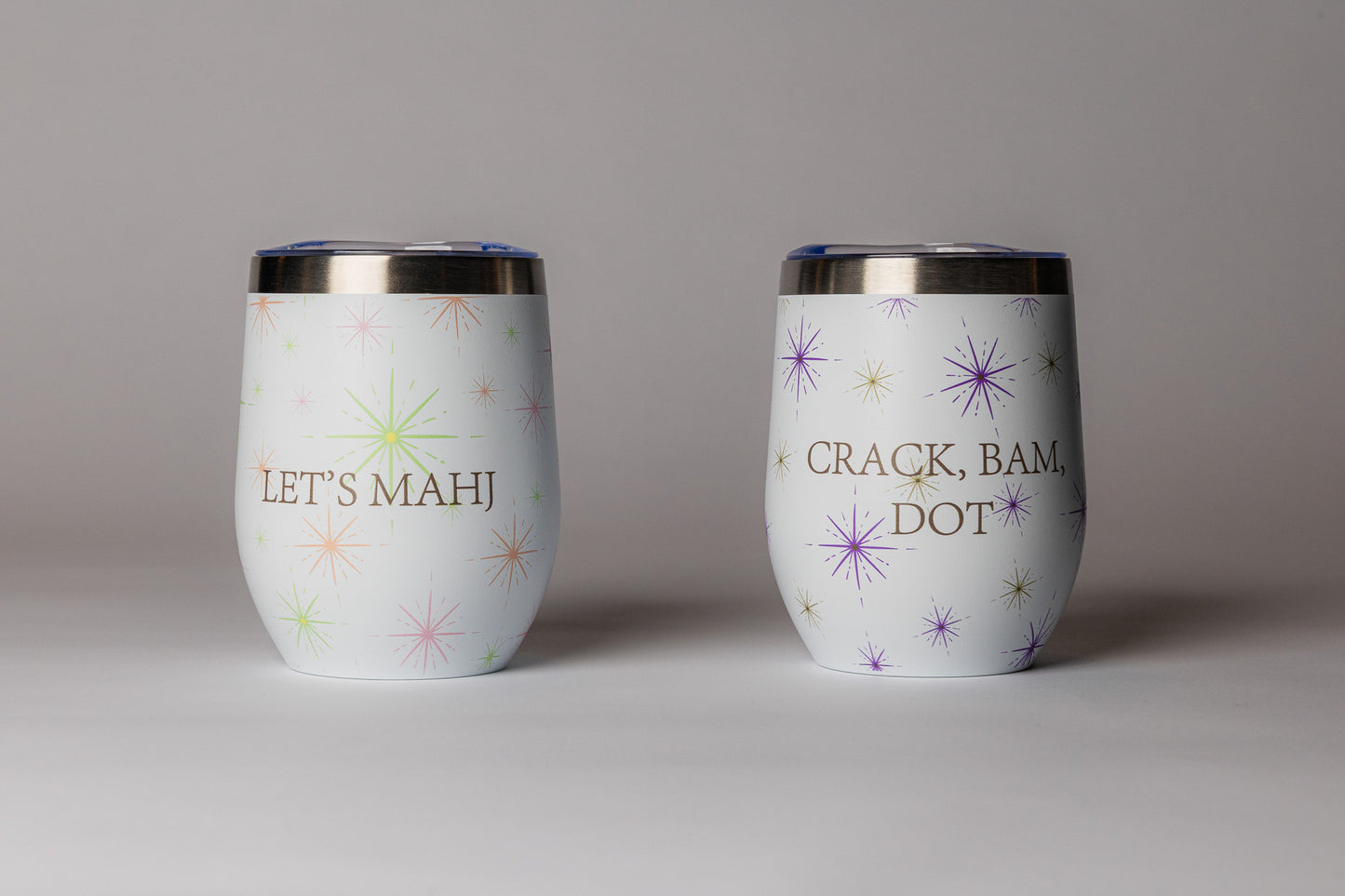 Mahjong Wine Tumbler – 12 oz Insulated Stemless Cup