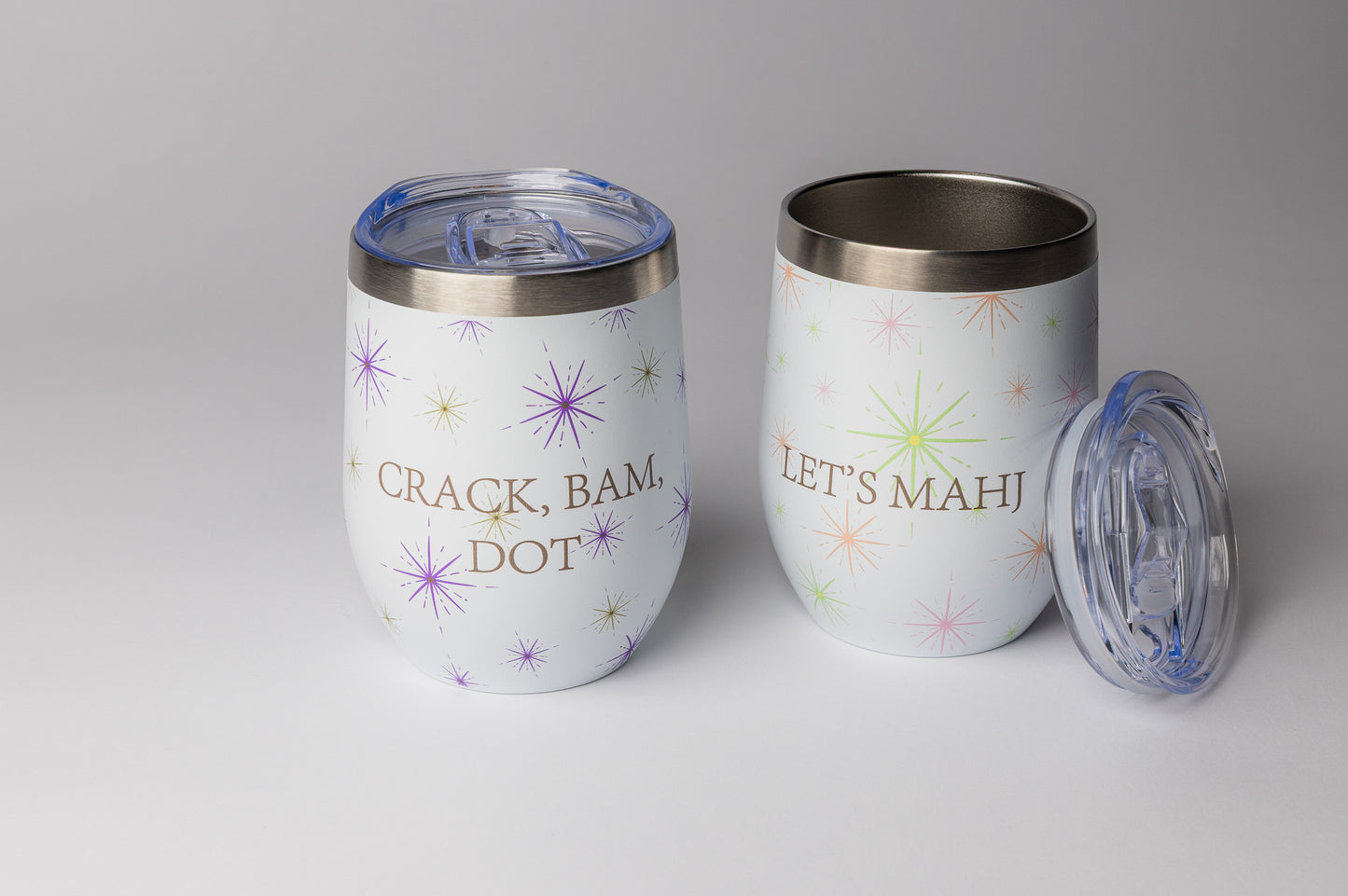 Mahjong Wine Tumbler – 12 oz Insulated Stemless Cup