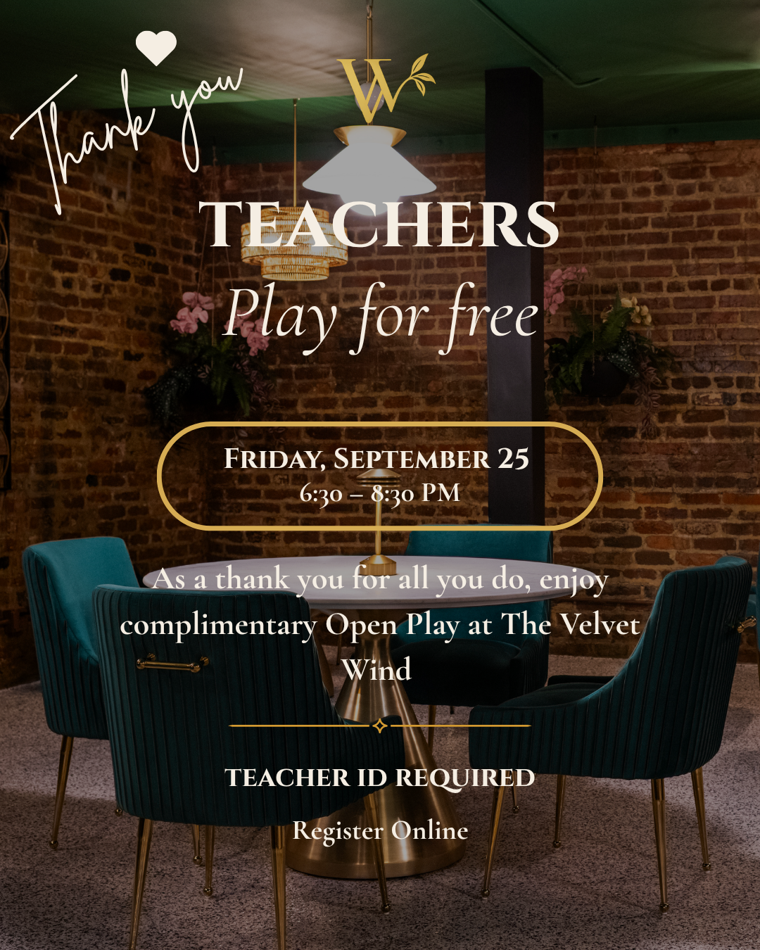 Teachers Complimentary Open Play